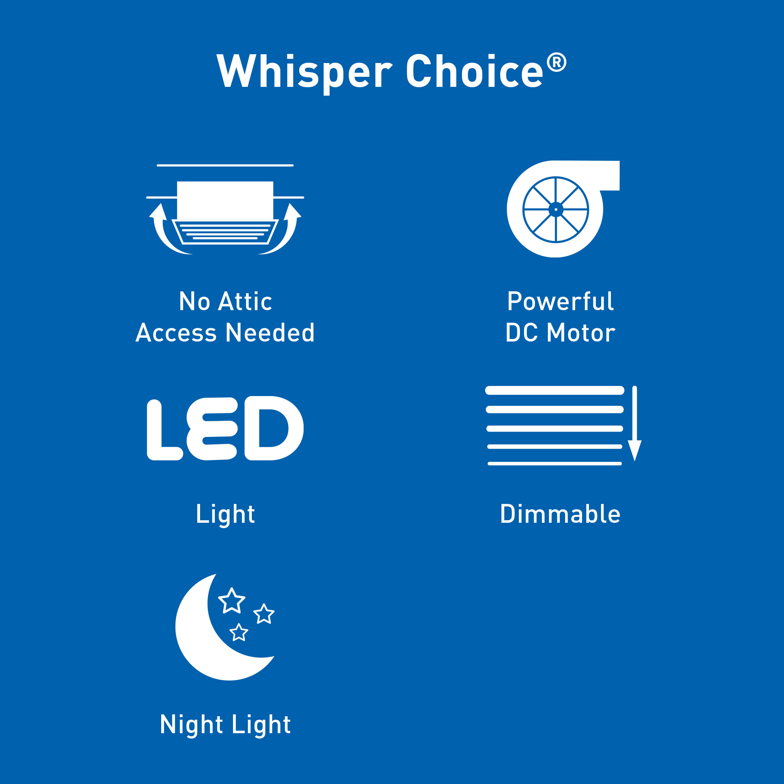 Whisper Choice® DC Fan with LED Light, Pick-A-Flow®, 130/150